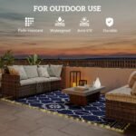 Reversible Outdoor Rug Carpet with LED Lights, 12' x 9' PP Straw Rug with Carry Bag and Ground Stakes - Image 6