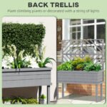 Elevated Wood Planter with Trellis for Climbing Plants, Raised Garden Bed with Legs and Drainage Holes, Gray - Image 4