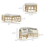 Patio Furniture Set, Round Outdoor Daybed with Retractable Canopy, Hollow Wicker PE Rattan Sectional Sofa with Washable Couch Cushions for Pool, Lawn, Cream White, 70" x 33.5" x 26.25" - Image 3