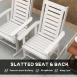 2 Pieces Outdoor Rocking Chairs, HDPE Patio Rockers with 28" High Back, Wide Armrests for Porch Backyard, White - Image 7