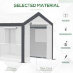 10' x 7' x 7' Greenhouse, Walk-in Outdoor Tunnel Green House with PE Cover, Steel Frame, 2 Roll-Up Zipper Doors & 4 Windows for Flowers, Vegetables, Tropical Plants, White - Image 4
