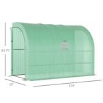 10' x 5' x 7' Lean to Greenhouse, Walk-In Green House, Plant Nursery with 2 Roll-up Doors and Windows, PE Cover and 3 Wire Shelves, Green - Image 3
