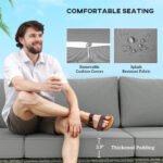 3 Seater Wicker Outdoor Couch Patio Sofa with Storage, Thickened Cushions and Wide Armrests for Porch Yard, Gray - Image 7