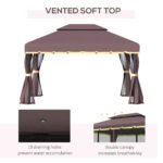 10' x 13' Patio Gazebo, Aluminum Frame Double Roof Outdoor Gazebo Canopy Shelter with Netting & Curtains - Image 4