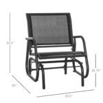 2-Piece Outdoor Glider Swing, Rocking Chair Set with Breathable Mesh Fabric, Sturdy Durable Frame, Curved Armrests, Supports Up to 264 lbs., for Backyard, Garden, Porch, Black - Image 3
