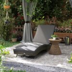 Patio Wicker Chaise Lounge Chair, Outdoor PE Rattan Sun lounger with Adjustable Backrest and 2 Wheels, Gray - Image 2