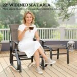 Outdoor Glider with Ottoman, Patio Glider Chair Set with High Back, Wide Seat for Porch, Garden, Backyard, Brown - Image 6