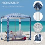 Quick Beach Cabana Canopy Umbrella, 6.5' Easy-Assembly Sun-Shade Shelter with Sandbags and Carry Bag, Cool UV50+ Fits Kids & Family, Blue Coconut Palm - Image 5