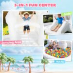 Inflatable Bounce House, 3-in-1 White Castle Bouncy House with Slide, Ball Pit and 370W Blower for Kids Ages 3-8, White - Image 4