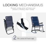 2 Piece Outdoor Patio Furniture Set with 2 Folding Padded Rocking Chairs, Bistro Style for Porch, Camping, Balcony, Navy Blue - Image 5