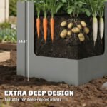 Raised Garden Bed Galvanized Planter Box Outdoor with Gloves for Gardening Vegetables, Flower, Herb, 1.4 x 1.4 x 1.5 ft, Gray - Image 4