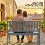 2-Person Garden Bench, HDPE Outdoor Bench with 530 lbs Capacity, Curved Seat for Backyard, Park, Porch, Lawn, Gray - Image 4