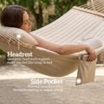 Outdoor Hammock 2-Person, with Pillow & Pad, 440 lbs Capacity, Cream White - Image 7