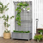 Wood Planter with Trellis for Vine Climbing, Raised Garden Bed, Privacy Screen for Backyard, Patio, Dark Gray - Image 8