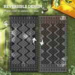 Reversible Outdoor Rug, Waterproof Plastic Straw with Carry Bag, 9' x 18', Black & Gray Rhombus Border - Image 7