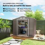 7' x 4' Outdoor Storage Shed, Garden Tool Metal Shed with Foundation Kit, Double Lockable Door, Air Vents and Sloping Roof, for Backyard, Patio, Lawn, Gray - Image 4