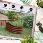 3.4' x 2' x 1.4' Galvanized Raised Garden Bed Kit, Metal Planter Box with Safety Edging, Brown - Image 7