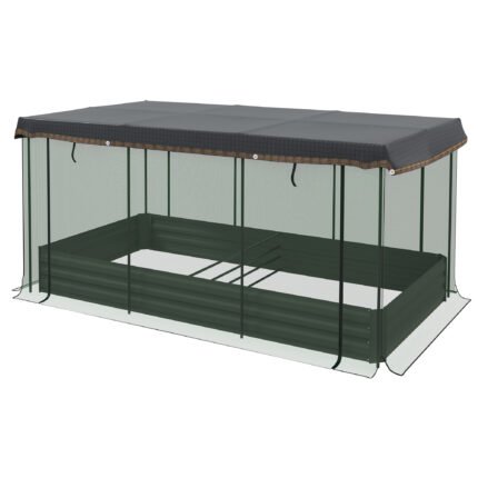 Galvanized Steel Planter Box with Crop Cage and Shade Cloth