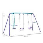 Metal Swing Set with Glider, Two S Seats and Adjustable Height, Outdoor Heavy Duty A-Frame Kids Playset Suitable for Playground, Backyard, Purple - Image 3