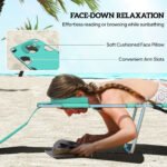 Tanning Chair with Face Hole, 5-Level Adjustable Outdoor Chaise Lounge Chair with Pillow for Beach, Pool, Light Green - Image 5