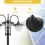 74.5" 3-head Solar Lamp Post Light with Planter, Solar Pole Lights Outdoor Waterproof LED Lighting for Backyard Pathway Patio Lawn Driveway Decor, Black - Image 4