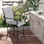 Outdoor Bar Stools Set of 2, 360° Swivel Bar Height Chairs, 26.75" x 29.5" x 48.5", Gray - Image 5
