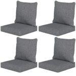 Patio Chair Cushions Set of 4 with Seat & Backrest, Fade Resistant Seat Replacement Cushion Set, Gray
