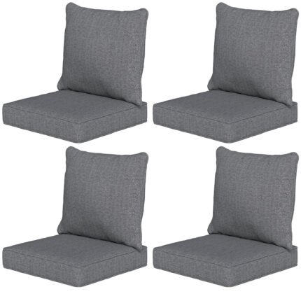 Patio Chair Cushions Set of 4 with Seat & Backrest