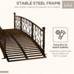 7' Metal Arch Garden Bridge Arc Footbridge with Side Railings Decorative Scrollwork, Bronze - Image 6