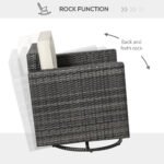 Outdoor Swivel Rocker, PE Wicker Dining Chair, 360 Degree Swivel Patio Glider with Cushions for Backyard, Lawn, Garden, Deck, Porch, Steel Frame, Cream White - Image 6
