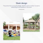 10' x 13' Outdoor Patio Gazebo Canopy Shelter with 6 Removable Sidewalls, & Steel Frame for Garden, Lawn, Backyard and Deck, Khaki - Image 5