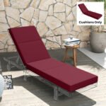 Chaise Lounge Cushion, 4" Thick Outdoor Lounge Chair Cushion with Ties for Patio, 21" x 72 ", Red - Image 8