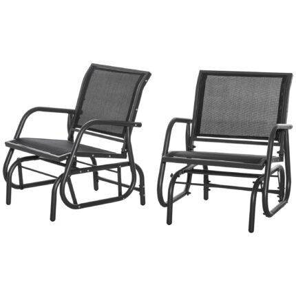 2-Piece Outdoor Glider Swing with Rocking Chair Set