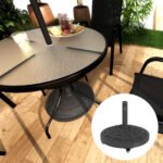 Round Patio Umbrella Base with Wheels, 46 lbs Resin Umbrella Stand Base, Heavy Duty Patio Umbrella Holder for 1.3"/1.5"/1.9" Umbrella Poles for Outdoor, Lawn, Poolside - Image 8