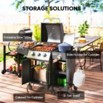 3 Burner Propane Gas Grill with Side Burner Barbecue Grill with Shelves, 9.5 KW Output, 310 Sq. in. Cooking Area - Image 5