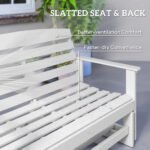 Patio Glider Bench w/ HDPE Slatted Double Rocking Chair, White - Image 7