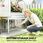 Galvanised Raised Garden Bed with Greenhouse Cover, Metal Elevated Garden Bed with Bed Liner, Bottom Shelf, Silver - Image 7