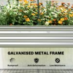Galvanised Raised Garden Bed with Greenhouse Cover, Metal Elevated Garden Bed with Bed Liner, Bottom Shelf, Silver - Image 8