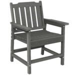 All-Weather Patio Chair, HDPE Patio Dining Chair, Heavy Duty Wood-Like Outdoor Furniture for Garden, Backyard, Deck, Porch, Lawn, Gray