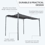 Durable 10x10 Steel Pergola, Wall-Mounted with Canopy for Patio Perfect for Homeowners, Gray - Image 4