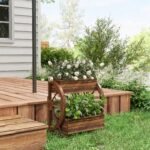 Wooden Wagon Planter Box, 2-Tier Raised Garden Bed, for Vegetables Flowers Herbs, 22" x 13" x 22" - Image 7