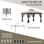 13' x 13' Pop Up Gazebo Instant Canopy Tent Shelter with 2-Tier Roof, Carry Bag, Wight Bags for Outdoor, Garden - Image 5