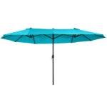 Patio Umbrella 15ft Double-Sided Outdoor Market Extra Large Umbrella with Crank Handle for Backyard, Light Blue - Image 10