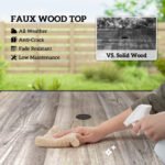 37" Square Outdoor Dining Table for 4, Patio Table with Umbrella Hole, Shelf, Faux Wood Top for Garden, Backyard, Gray - Image 6