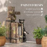 22.8" Water Fountain, 3-Tier Resin Bears on Log Outdoor Waterfall Fountain with LED Lights, Pump - Image 6