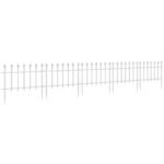 Metal Decorative Garden Fence, 9.2' x 17.25" 5 Steel Panels, Decorative Border for Landscape, Flower Bed, Animals, White