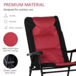 2 Piece Outdoor Patio Furniture Set with 2 Folding Padded Rocking Chairs, Bistro Style for Porch, Camping, Balcony, Red - Image 6