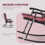3 Piece Outdoor Patio Furniture Set with Glass Coffee Table & 2 Folding Padded Rocking Chairs, Bistro Style for Porch, Camping, Balcony, Red - Image 4
