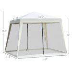 10'x10' Outdoor Party Tent Canopy with Mesh Sidewalls, Patio Gazebo Sun Shade Screen Shelter, Beige - Image 3
