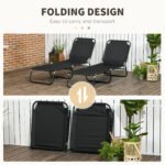 2 Piece Folding Chaise Lounge Pool Chairs, Outdoor Sun Tanning Chairs with 5-Level Reclining Back, Steel Frame for Beach, Yard, Patio, Black - Image 5